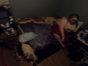 Preview 1 of POV Sexy BBW with huge boobs gives me a blowjob in my room (she has a boyfriend) (hes okay with it)