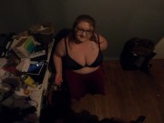 Preview 6 of POV Sexy BBW with huge boobs gives me a blowjob in my room (she has a boyfriend) (hes okay with it)