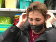 Preview 1 of Mouth gag! Go shopping! A lot of saliva!