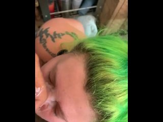 emo teen, blowjob, green eyed girl, cum eye