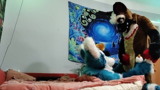 Dog bangs a fox and cums on his face – Fursuit yiff