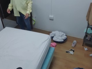 Horny busted masturbating_with pillow_by her stepgrandma two times