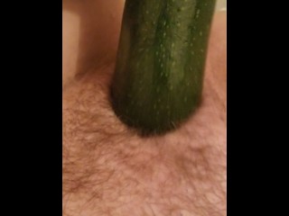 Rubbing my Fat Pussy with a Zucchini