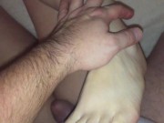 Preview 3 of Sticky Feet! Huge Cumshot Spurts All Over Nerd Girls Toes! Sweet Ass & Cute