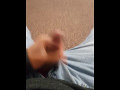 CUMSHOT guy almost caught Jerking off in public laundromat 