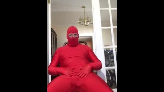 Brand new red spandex suit tease (got wet a little lol)