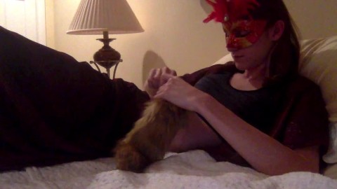 Royal fox teen femboy twink plays with himself and takes big foxy tail (and forgets to edit)