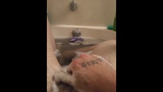 Uncut cock in tub