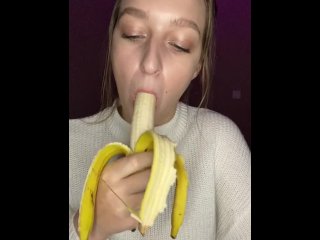 exclusive, blowjob, banana, solo female