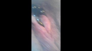 EXTREME CLOSE UP Hairy Bush Clit and a Little Pee endoscope Mature MILF BBW pierced piercings