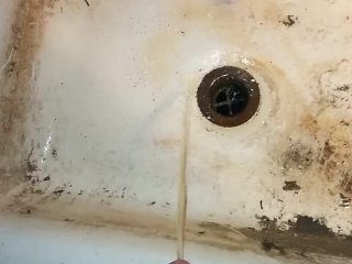 Just a small piss In a dirty sink.