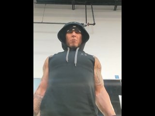 big cock, vertical video, amateur, gym workout