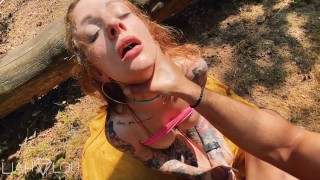 Redhead Babe has rough Outdoor Sex on a hot summer day - LiahLou