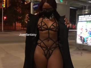 Risky walk downtown while showing off my outfit 