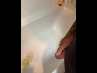 Straight hunk Andy Lee pissing into wine glass 