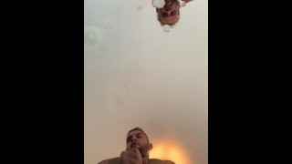 Andy Lee and Big Harry cumming on glass table