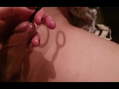 Letting useless slave cum with first time dilator