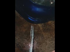 I got it on the hood this time! Power pissing on a car that keeps parking in my spot.