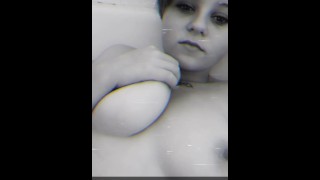 Playing with boobs while bathing. 
