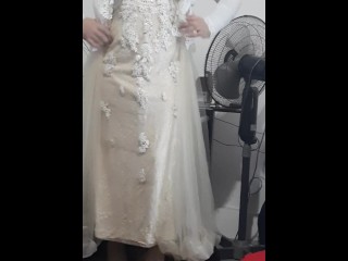 Crossdresser Wearing Bridal Dress