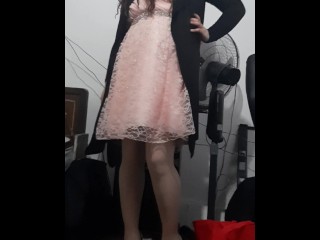 Crossdresser Wearing Prom Dress