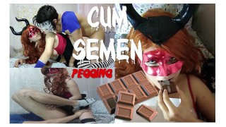 Diablita Does PEGGING On A Kid And Then Gives Him A Strong Push For The Month Of November And COME CHOCOLATE WITH SEMEN