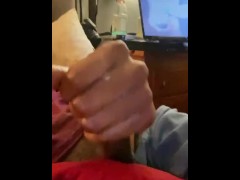 Daddy in-law stroking his dick next to his stepdaughter 