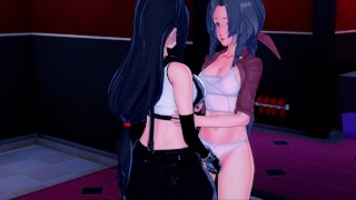 Tifa and Aerith have lesbian sex, strapon and pussy eating. Final Fantasy 7 Hentai.