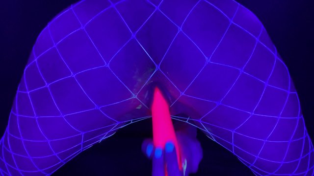 ASMR self-pleasuring under a blacklight with my hands, vibrator, and glow in the dark lube
