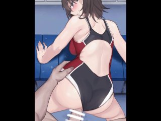 部室で競泳水着SEX