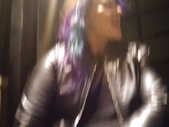 milf woman mastrubates and cums in  mall parking lot