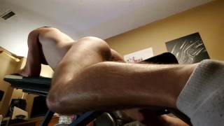 Sweating hard while I impale fleshlight trying not to cum. POV low angle view @proudleaf onlyfans