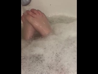 Clean Feet Playing with Bubbles