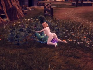 GreenGirl suck Futa Cock outdoor