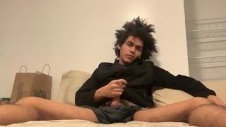 Hispanic Teen With Kinky Hair Masturbates And Touches Himself