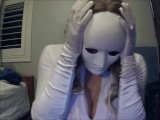 Masked Girl in White Finale! Shy girl struggles to remove her white mask! Help!