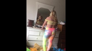 hot blond college girl gives sexy blowjob with reverse cowgirl creampie