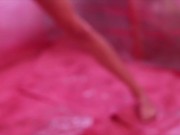 Preview 1 of Will VonBolton videos Roxanna Redfoot Hula Hooping Nude in bubblegum pink room