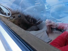 Video PUBLIC JERKING OFF IN CAR! Teen caught me and help me out. 4K ULTRA HD.