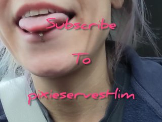 solo female, teeth, smile, tongue flicker