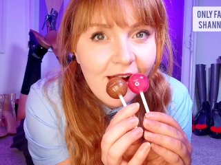 Tasting my Pussy and Ass with Lollipops I got for Giving a Boy a Blowjob