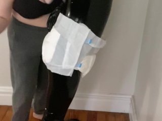 pissing, role play, latex tease denial, diaper humiliation
