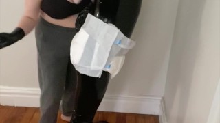 Spanking My Latex Sub And Spanking Him Again While Wearing A Diaper
