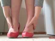 Preview 2 of sexy red heels. standing shoeplay