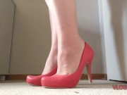Preview 3 of sexy red heels. standing shoeplay