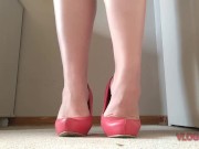 Preview 4 of sexy red heels. standing shoeplay
