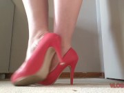 Preview 5 of sexy red heels. standing shoeplay