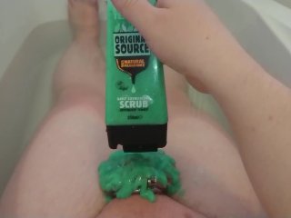 masturbate, bath, edging, mint shower gel