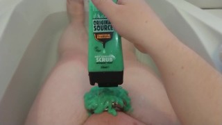CBT & Edging with Mint Shower Gel in Chastity