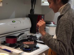 Sausage Party CBT Pan Frying Chopped Up Hot Dogs